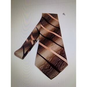 Wembly Santavelli Men's Tie Brown Tan with Peach & Black Accents 53.5" L 4" W